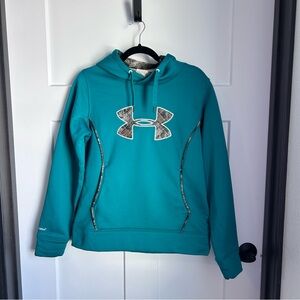 Under Armour Teal Hoodie with Logo Size Medium Loose